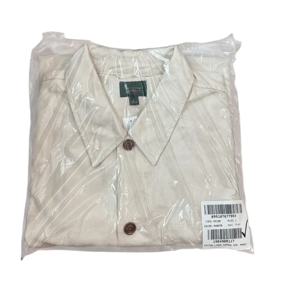 NWT J CREW Cotton-linen blend chore jacket in Pale Canvas